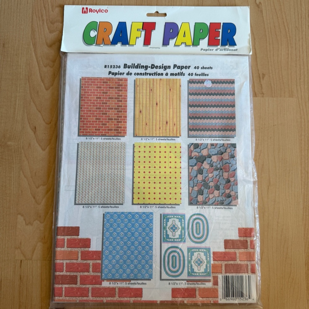 Unopened Roylco Building-Design Paper R-15236, 8.5 x 11” Craft Paper, 40 Sheets